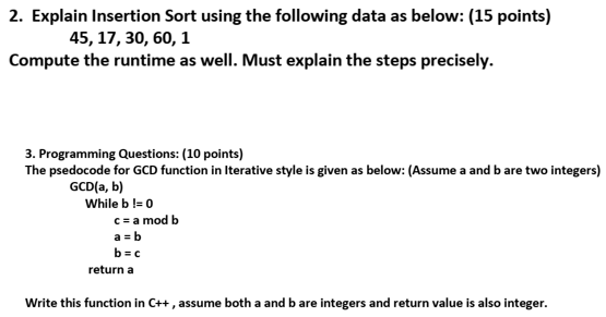 Solve a quiz based on data structures and algorithms 2